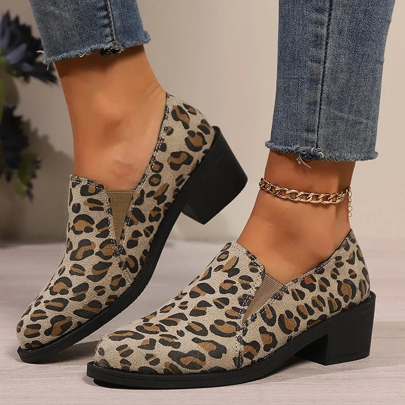 Fashion Leopard Print Loafers  Lightweight Slip On Walking Shoes for Women Plus