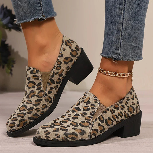 Fashion Leopard Print Loafers  Lightweight Slip On Walking Shoes for Women Plus