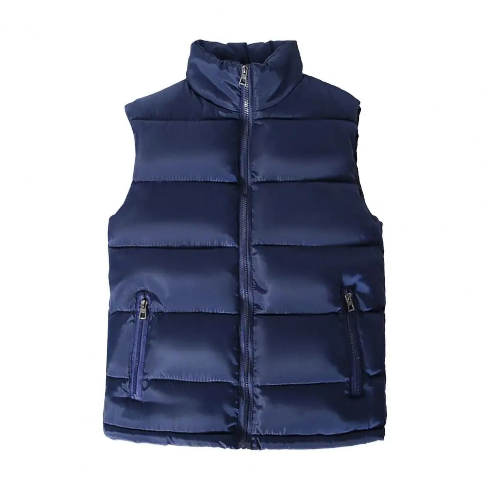 Men Vest Jacket  Slim Fit Stand Collar Sleeveless Puffer Jackets