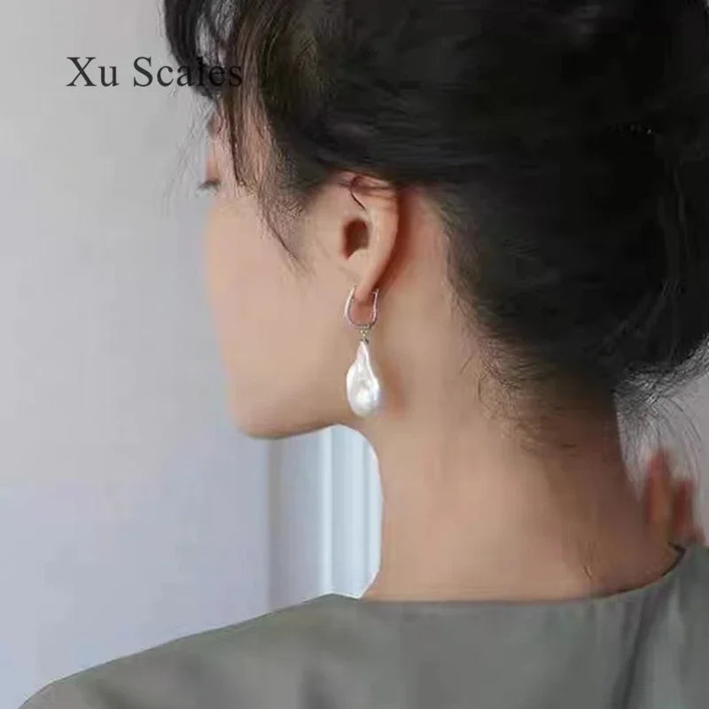 Natural Fresh Water Irregular Shape Baroque Pearl Earrings