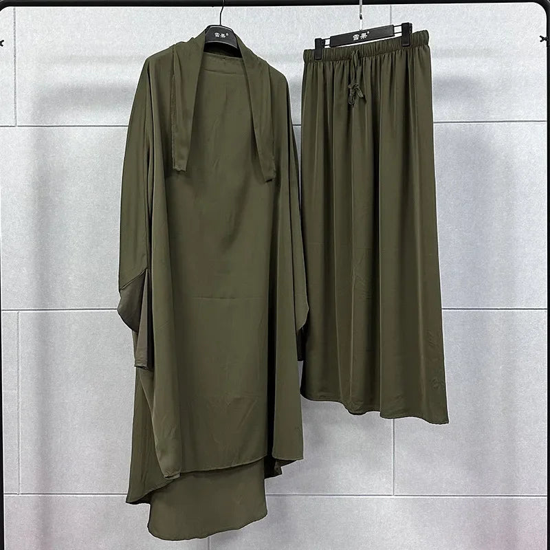 Ramadan Abayas Sets  2 Piece Set Women Hijab Dress Prayer Garment