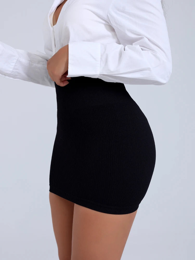 Women Ribbed Sexy High Waist Mini Slim Skirt