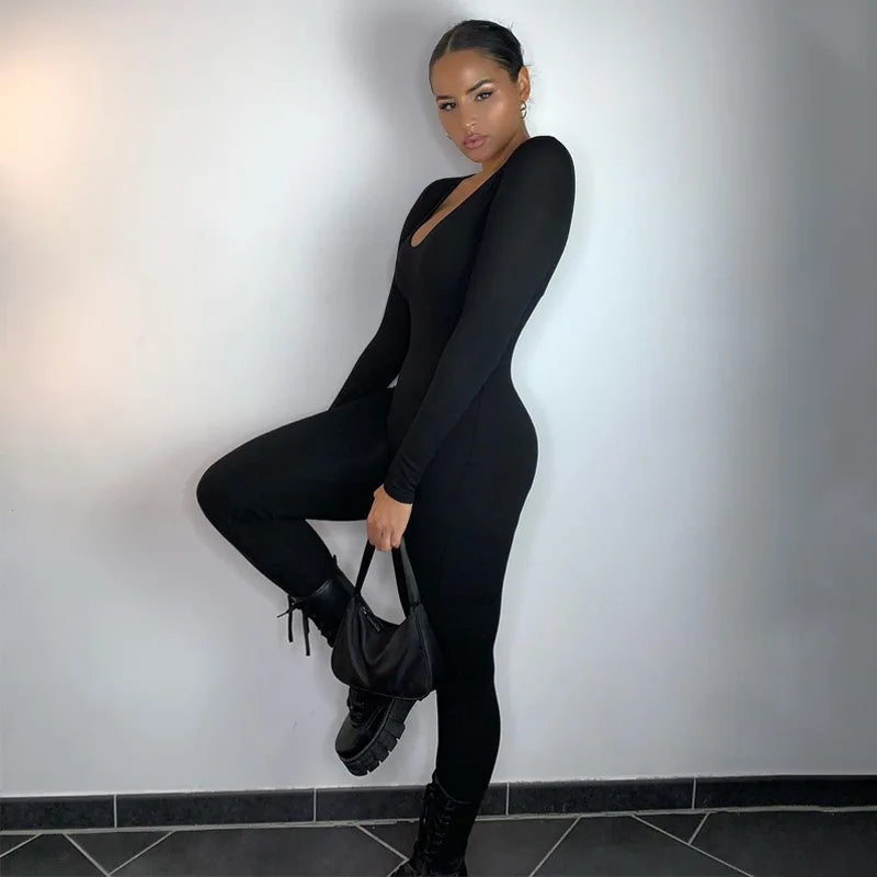 Women's Jumpsuit Bodycon Long Sleeve Fitness Romper