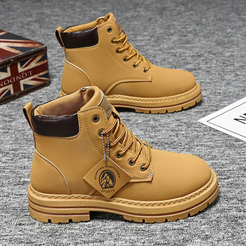 High Top Boots Men's Leather Shoes