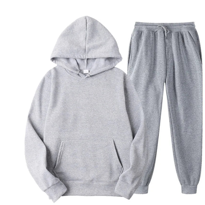 New Solid Color Hoodie+pants Two-piece set