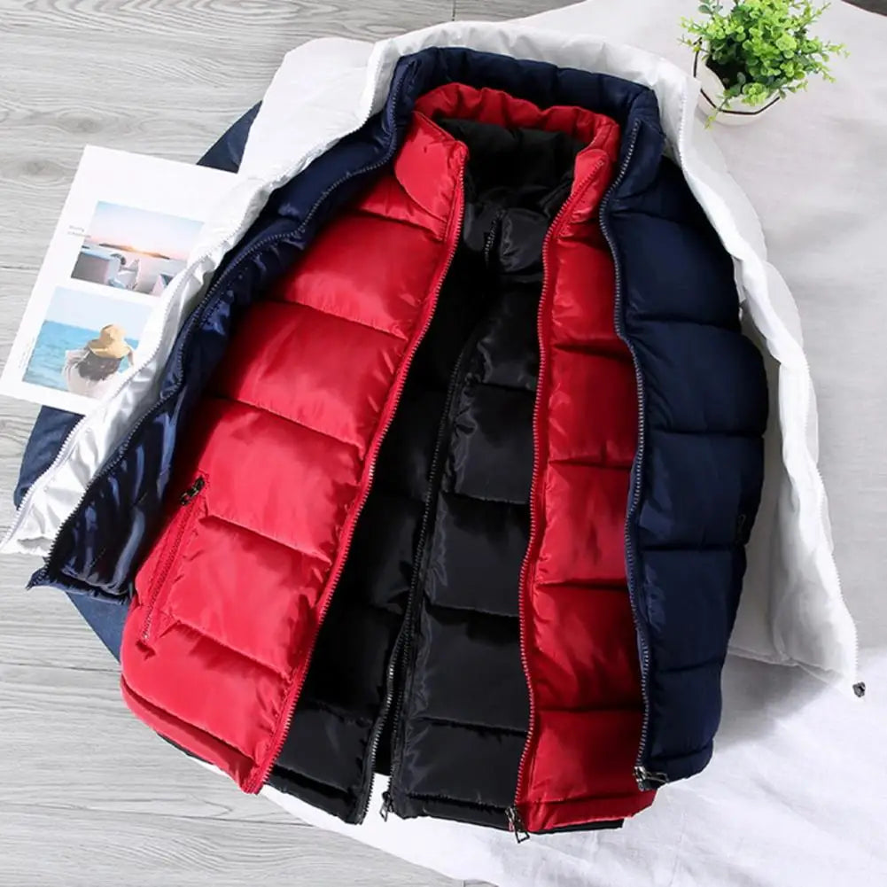 Men Vest Jacket  Slim Fit Stand Collar Sleeveless Puffer Jackets