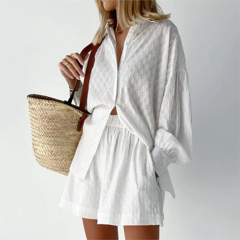 Women's Two PieceLong Sleeved Elegant Shirt 2 Piece Sets Suit