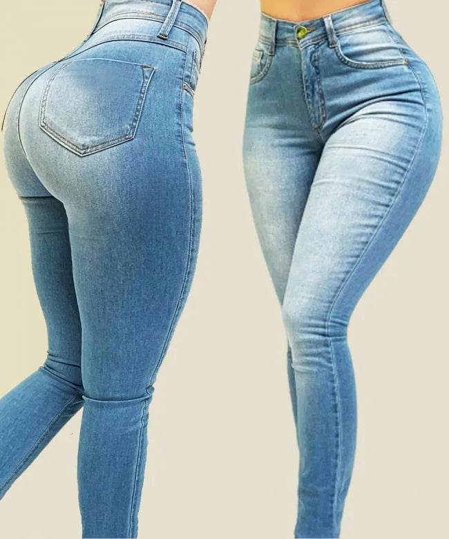 Skinny Versatile Pocket Button Retro Trousers  Women