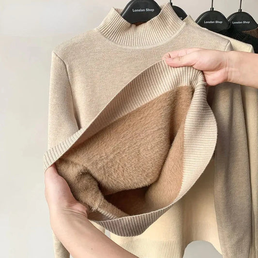Women's Sweater New Fleece Half Turtleneck Collar Bottoming Shirt