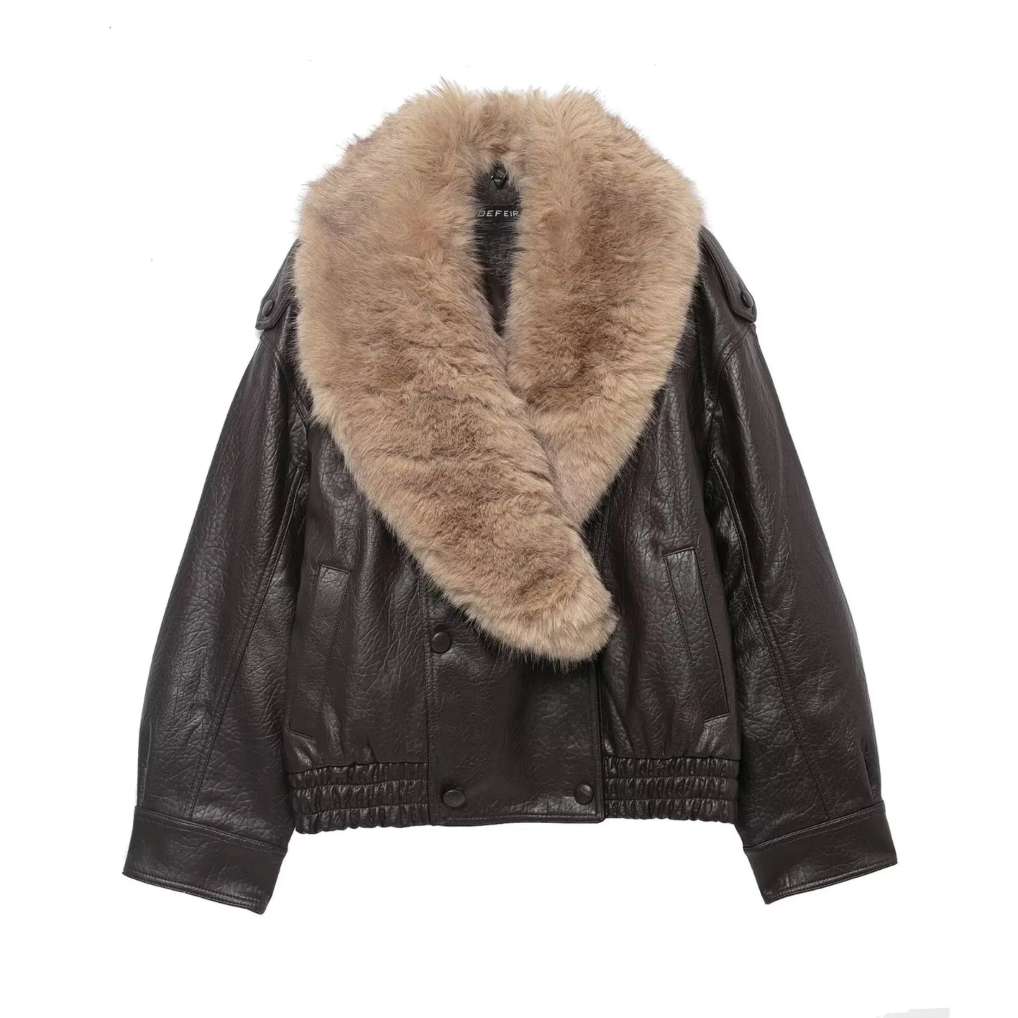 Elegant Coats Brown Fur Jacket With Large Fur