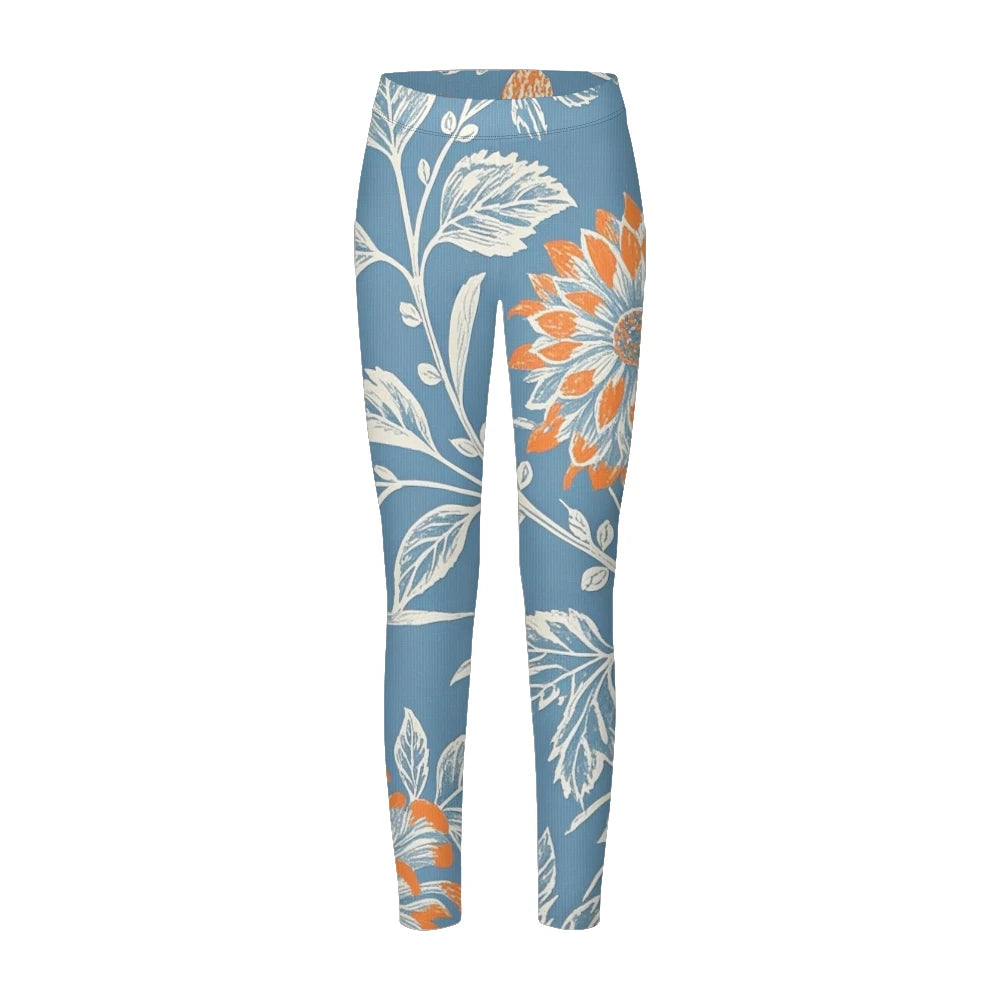 Women's High-Waisted Leggings with Botanical Print
