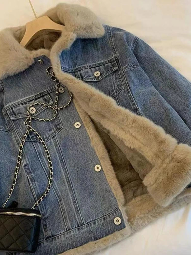 Denim Coats Turn Down Collar Jackets