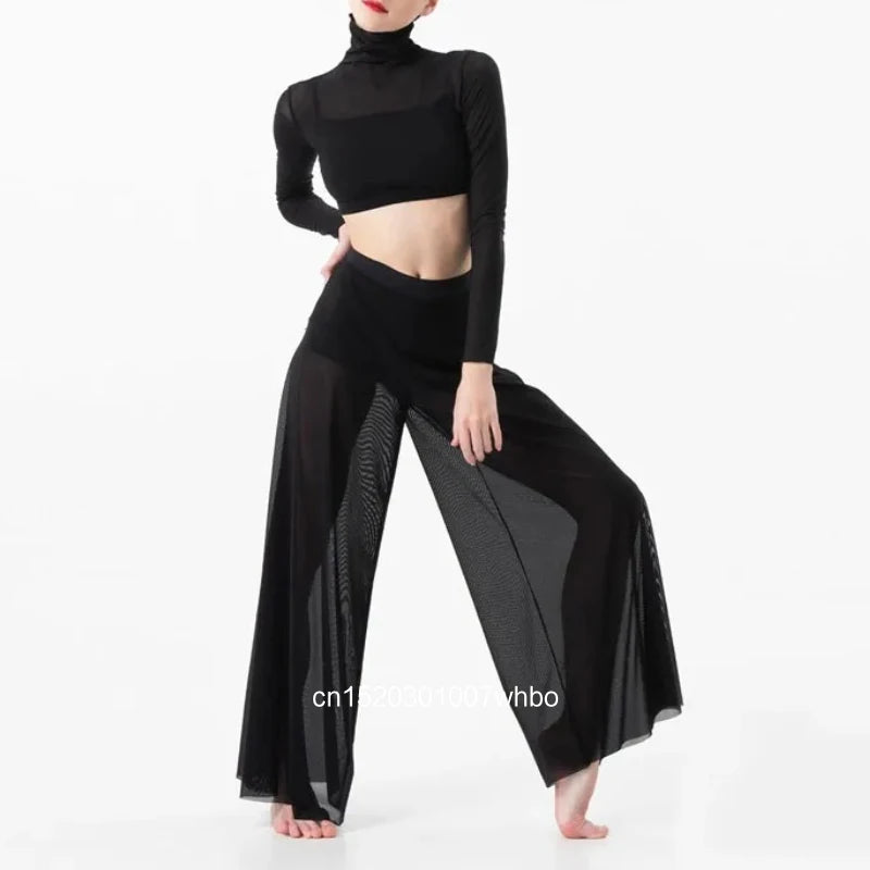 Dance Set Women's Elegant Classical Modern  Dance Practice Mesh