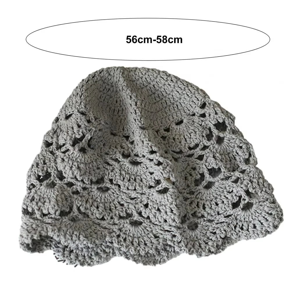 Ladies Hollow Out Lace Jacquard Hat Soft Manual Crochet Knitted Hat