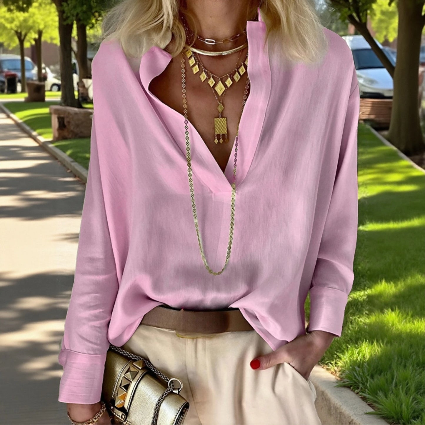 Women's Shirt Blouse Cotton Linen Solid Color