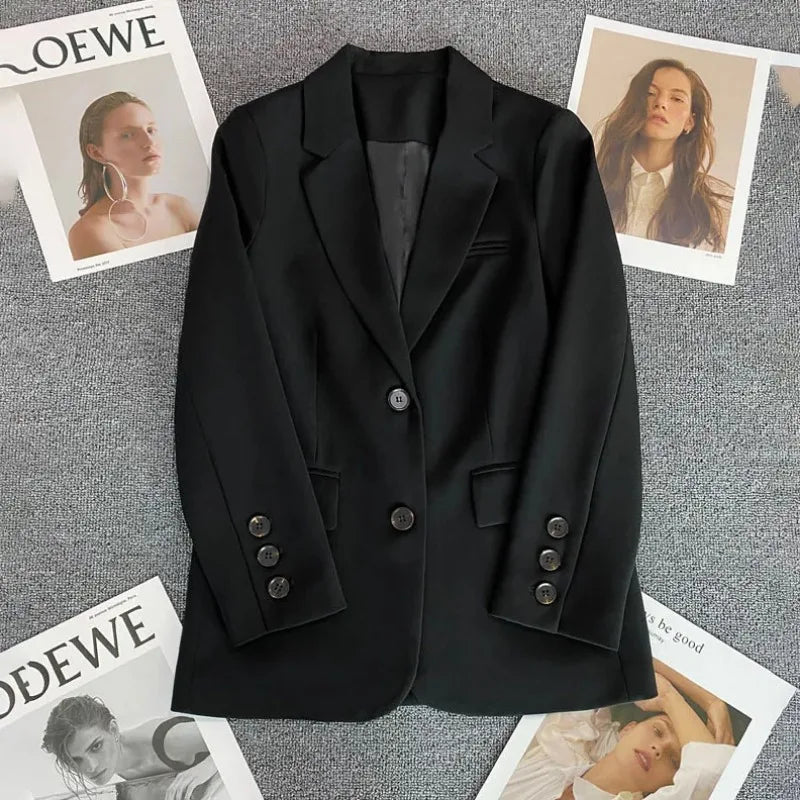Elegant Office Lady Blazers  Fashion Long Sleeve Single Button Blazer