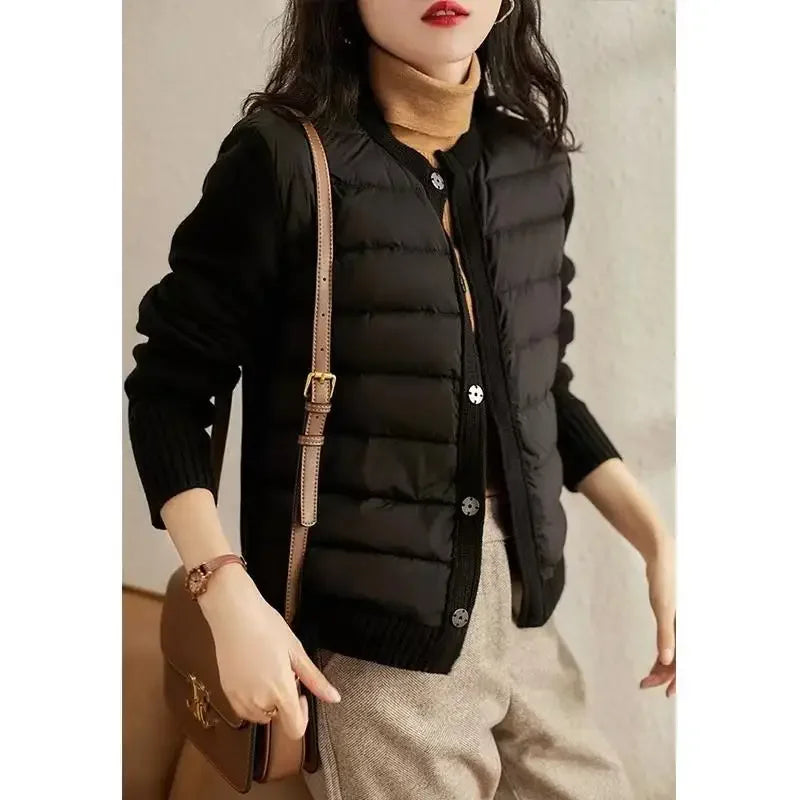 Winter Sweater Patchwork Parka Women's Down Jackets Ultra Light