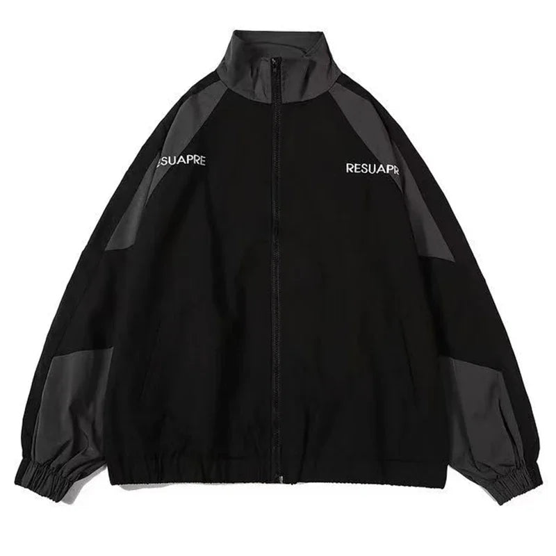 High Street Patchwork Color Block Windbreaker Coats Women