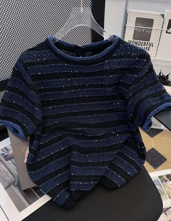 Vintage women's knitwear short-sleeved shirt