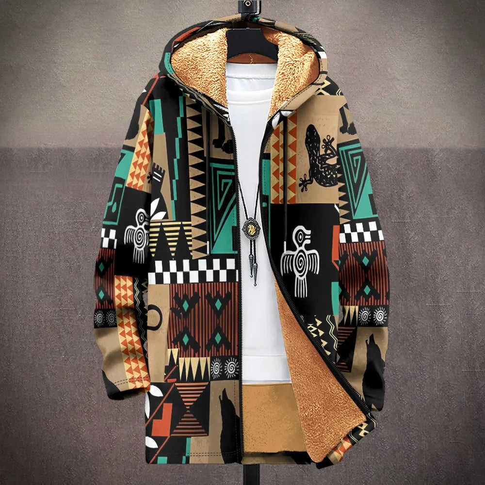 Men Cardigans Coats Retro Aztecs Printed