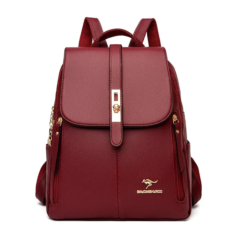 Women Large Capacity Backpack High Quality Leather Vintage Bags
