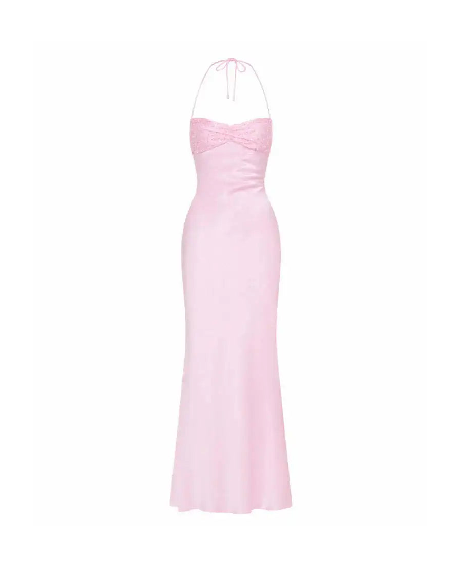 Sexy Tube Top Sequin Solid Color Backless Strappy Dress