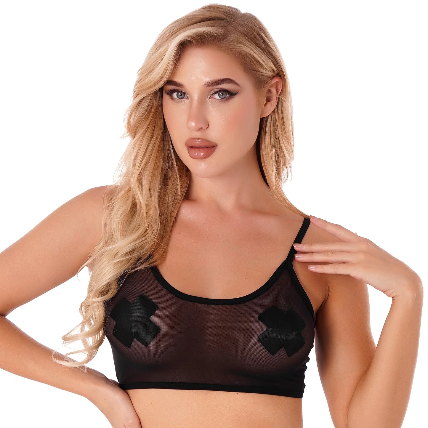 Women Tank Tops Camisole Fishnet Crop Top See Through Sexy camisole
