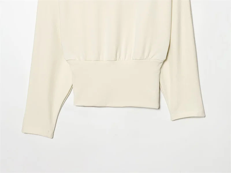 Women's Sweatshirt  Fashion Asymmetrical Off-Shoulder Solid Sweatshirt