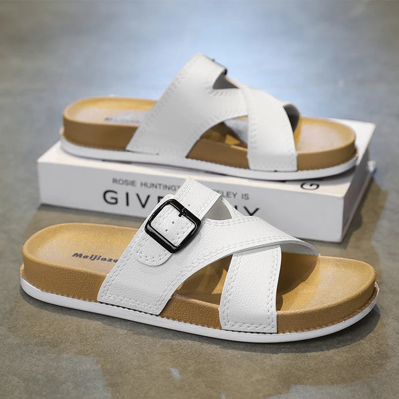 Classic Buckle Slippers For Men