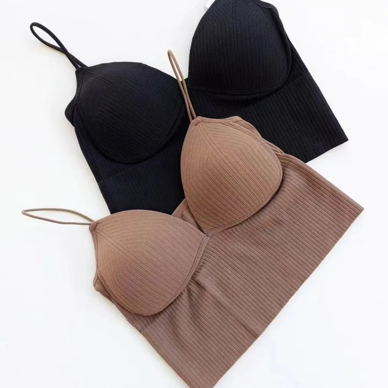 Women Tank Top With Built In Bras Fixed Cup Anti Glare Streetwear