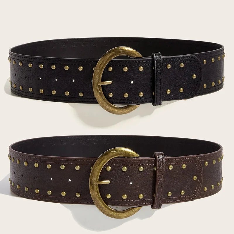 High-End Wide Belt For Women Minimalist Brown Waist Belt