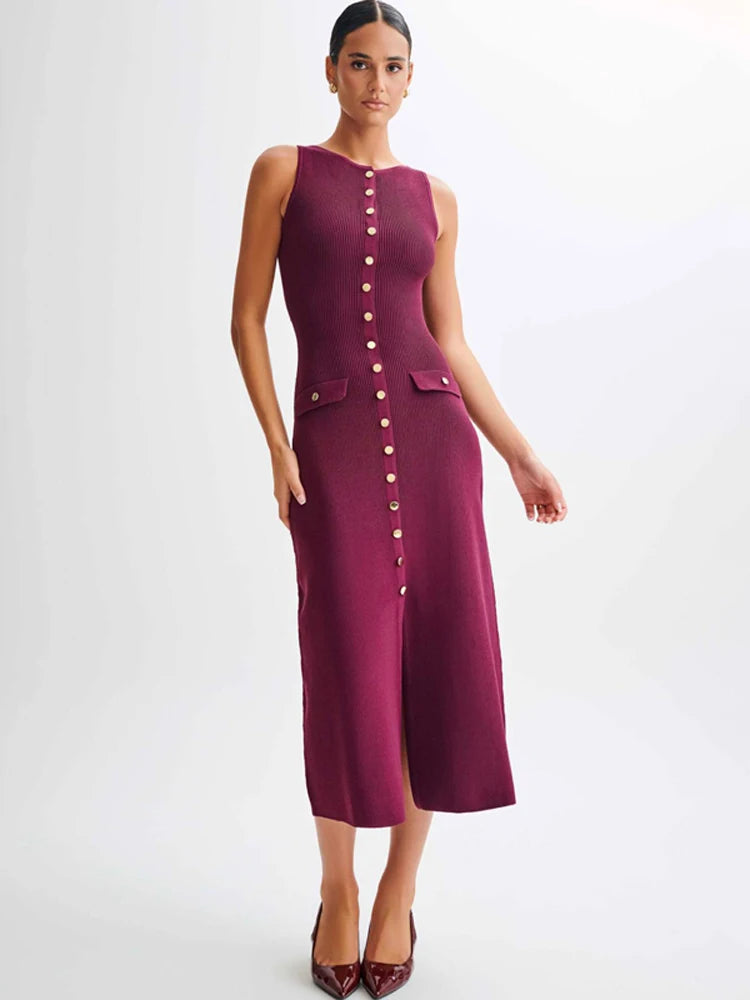 Knit Ribbed Cardigan Maxi High Waist Women's Knitwear