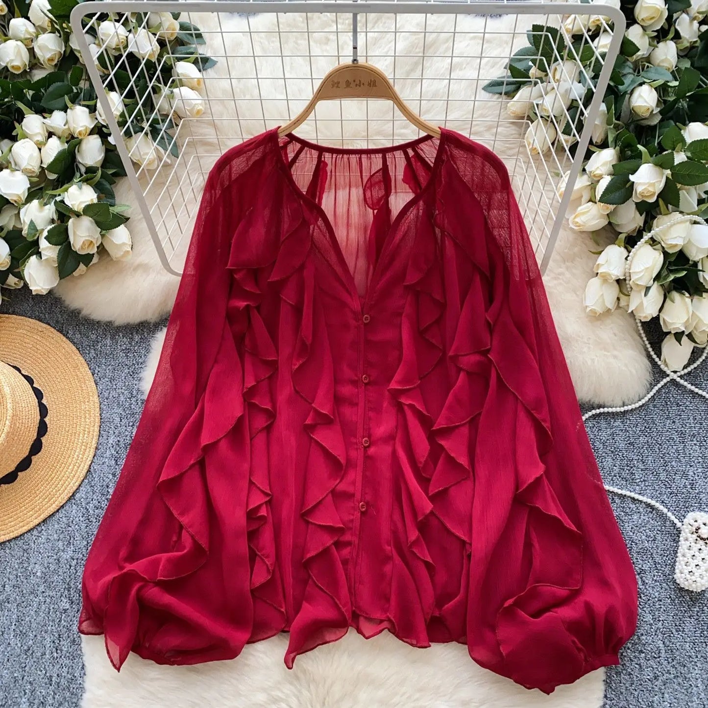 Womens Blouses Semi Sheer Casual Blouses