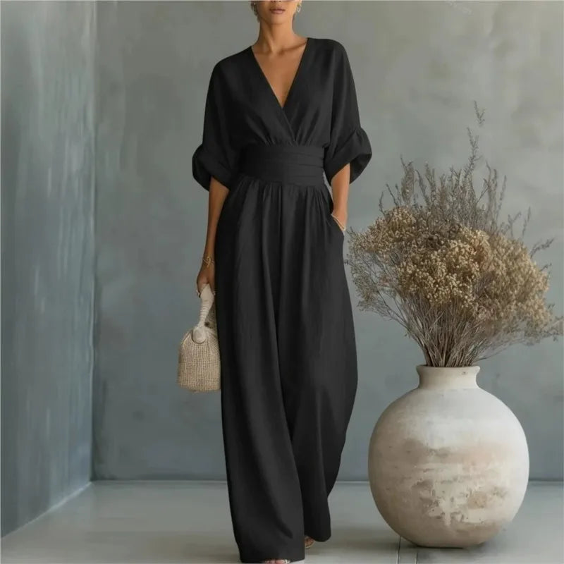 Women's Jumpsuit  High Waist V-neck  Casual Daily Business Rompers