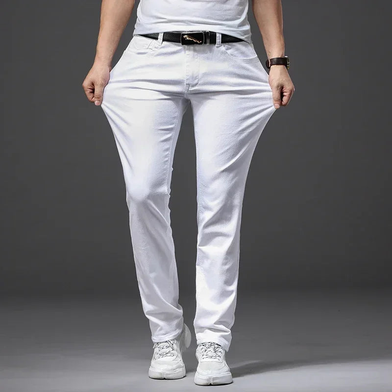 Men's White Jeans Fashion Casual Classic Style