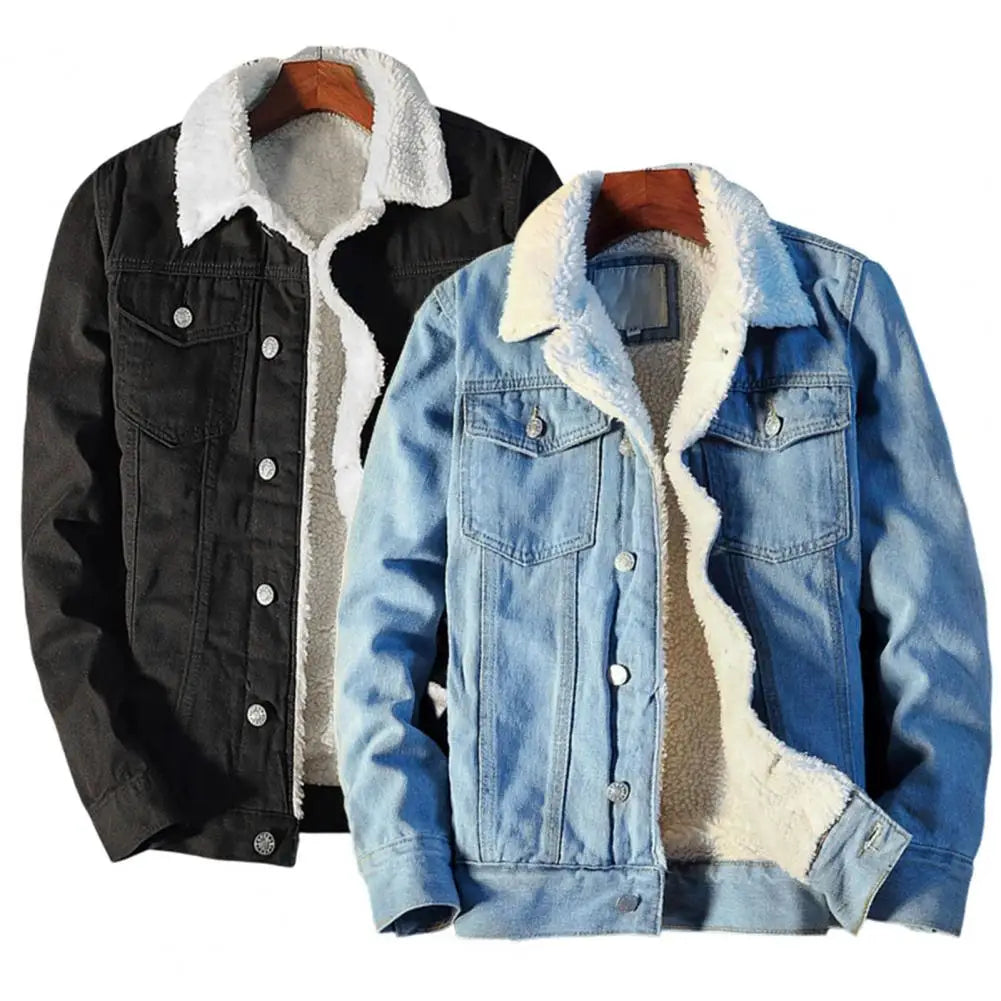 Autumn Jacket Denim Inner Fleece Thicken Winter Jeans Jacket Coat