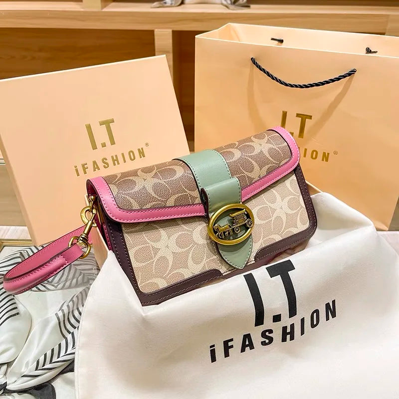 Women's handbag  fashionable contrasting color underarm bag