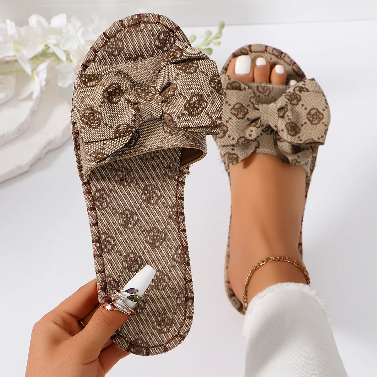Women Slippers Casual Platform Sandals Lightweight Open Toe Flats Shoes