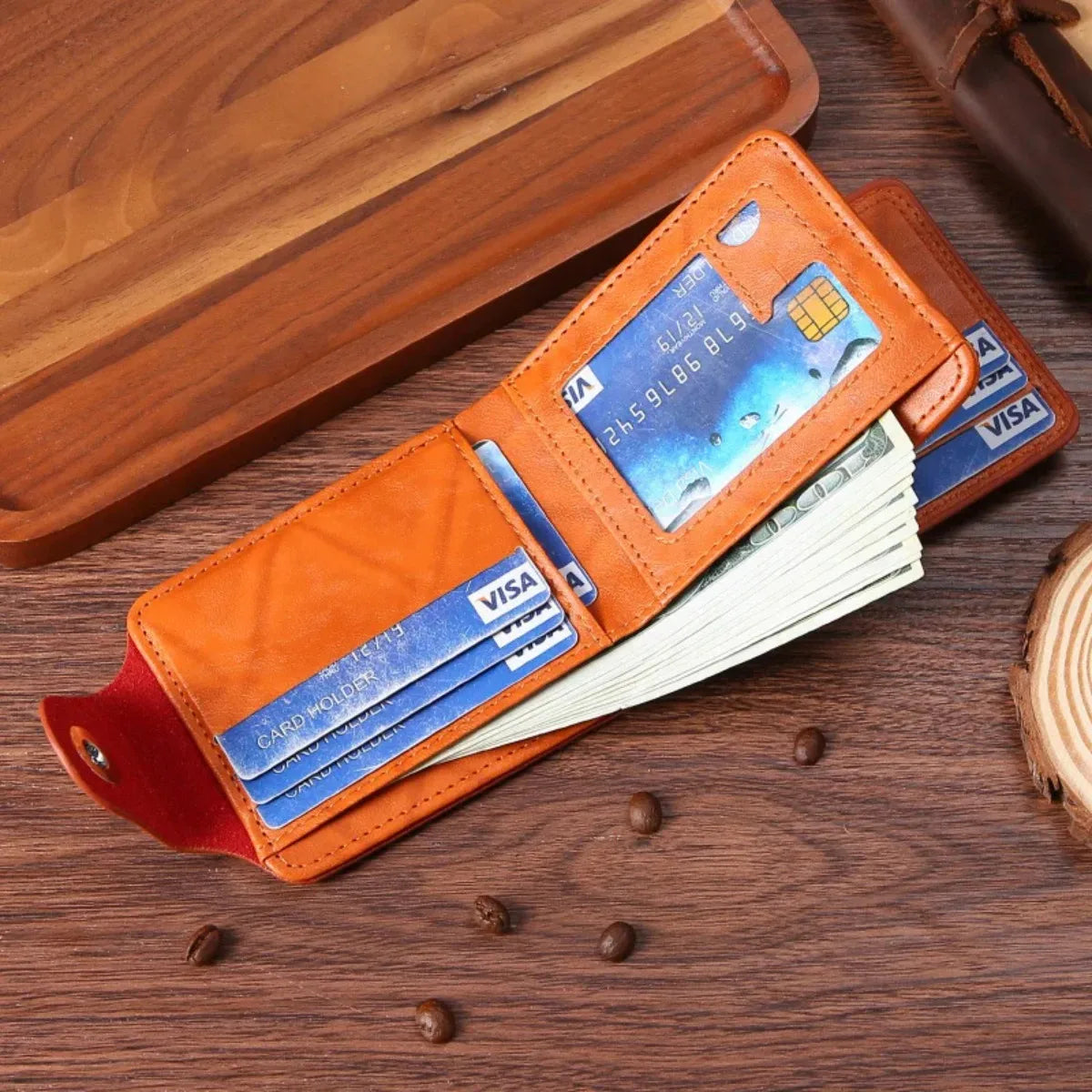 Men's Wallets  with Zipper Card Holder Coin Pocket