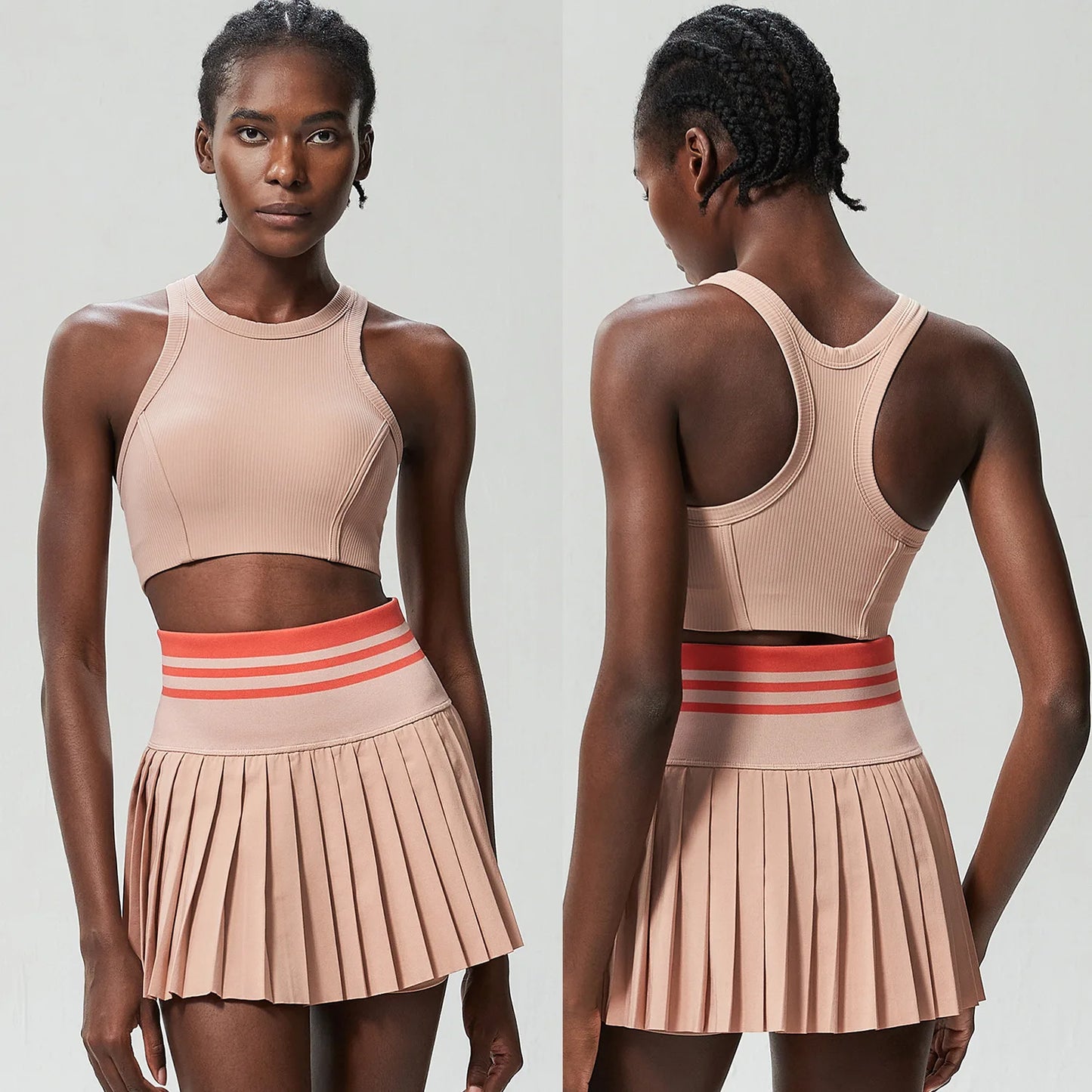 Women Tennis Set 2PCS Sexy Bra High Waist Sports Golf Skirts
