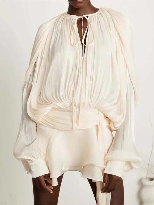 French Vestidos Elegant Puff Sleeve Dress