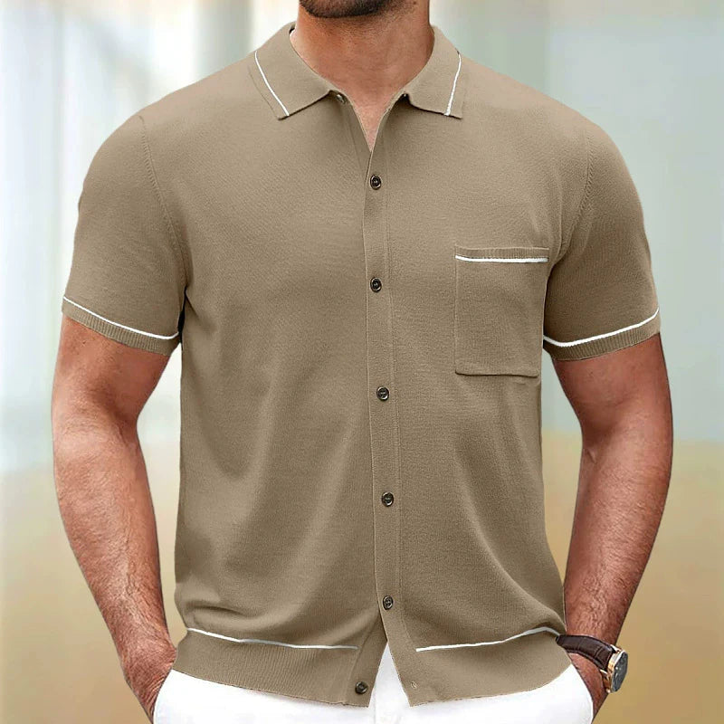 Jacquard Polo Shirts Man Knitwear Business Casual Summer  Viscose Elastic Silky Camisas