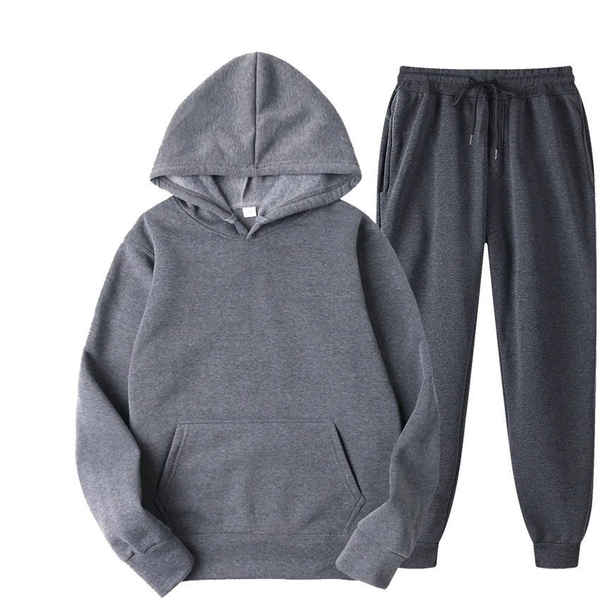 New Solid Color Hoodie+pants Two-piece set