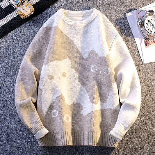 Cartoon Cat's New Knitted Sweater Warm Knitted Sweater