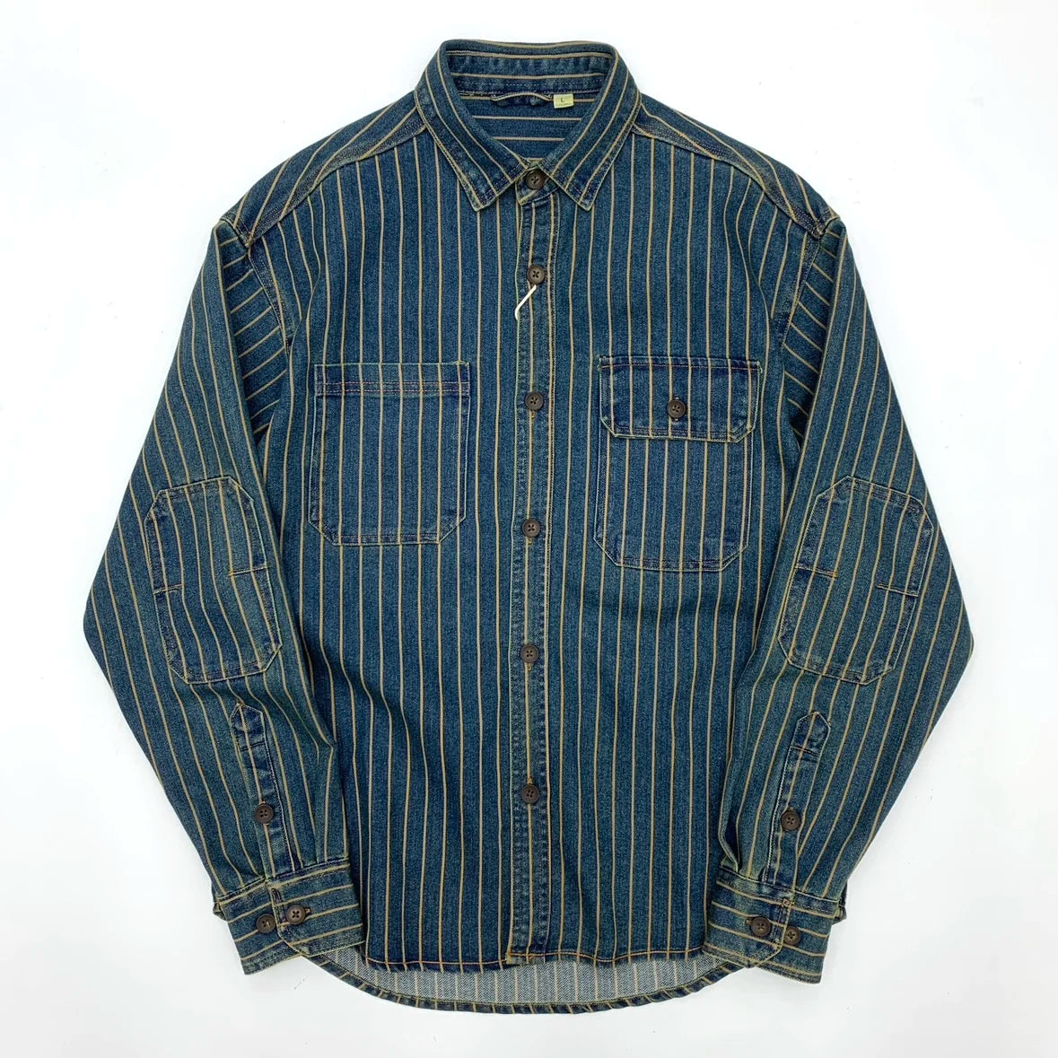 Retro Heavyweight Striped Denim Shirt Jacket