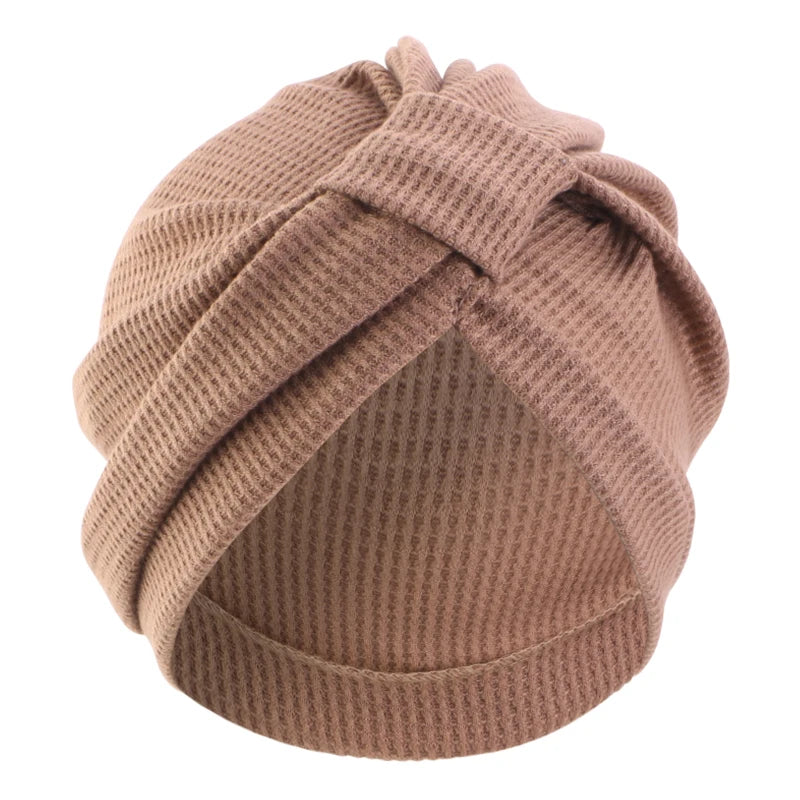 Women's breathable cotton thick waffle headscarf