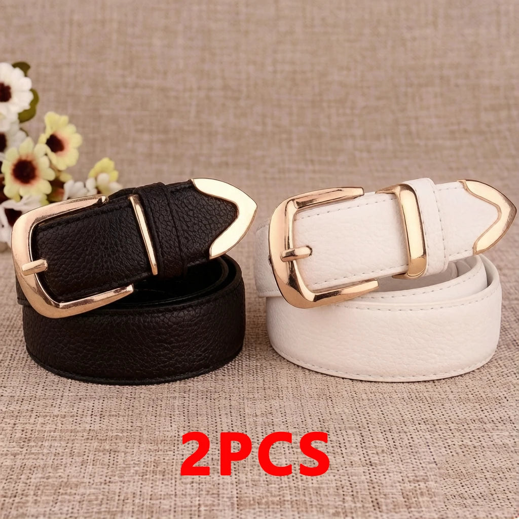Women's Trousers Belt  Leather Trend White Belt