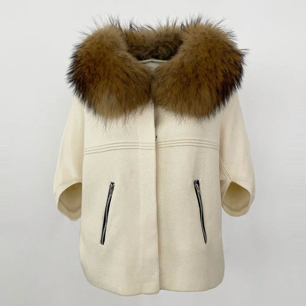 Fashion Knitted Sweater Real Fur Coat