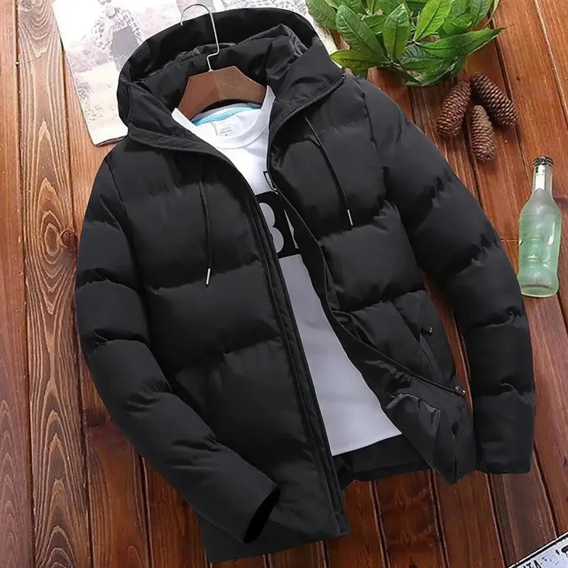 Thick Puffer Hooded Jacket  Casual Warm Parkas Business OuterWear