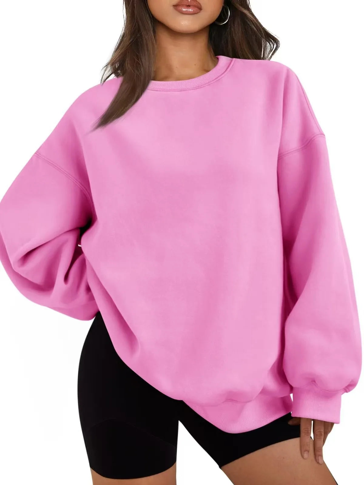Women's Solid Color Sweatshirt Casual Long Sleeve Crew Neck Pullover